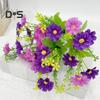 2 Pcs Artificial Daisies Bunch Realistic Faux Flowers Shrubs Plastic Greenery All-Season Fake Flowers for Indoor Vase Outside Garden Porch Window Box