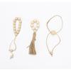 European Pastoral Wooden Bead & Tassel Napkin Ring - Handmade Woven Rope Design