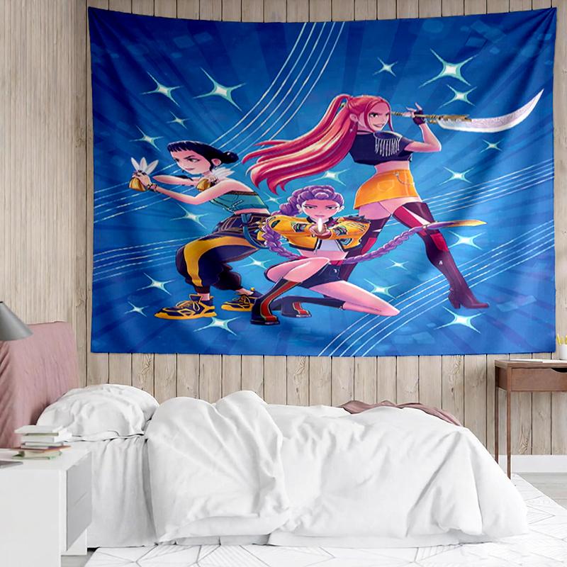 KPop-Demon-Hunters Print Tapestry, Backdrop, Easy Setup, Ideal for Bedroom, Office & Living Room, with Aesthetic Wall Hanging Decor.
