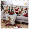 Cartoon Christmas Pillow Cover Elk Santa Claus Snowman Xmas Tree Merry Christmas Decor Gift Happy New Year