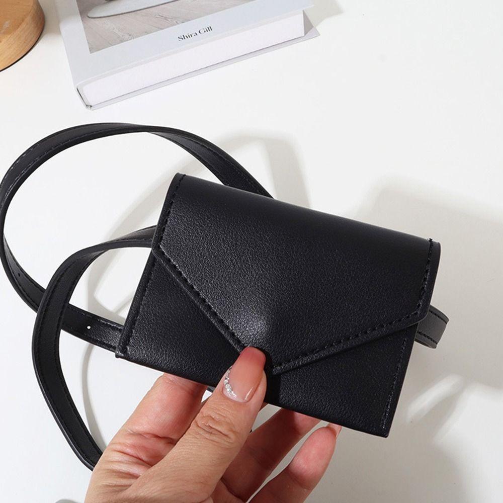 Korean Style Women Waist Bag PU Small Card Bag Elegant Belt Envelope Waist Bag  Female