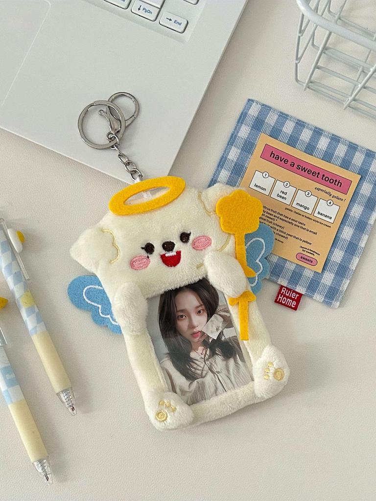 Angel & Devil Plush Card Holder: Korean Style Polaroid & Idol Photo Display Pendant for Couples