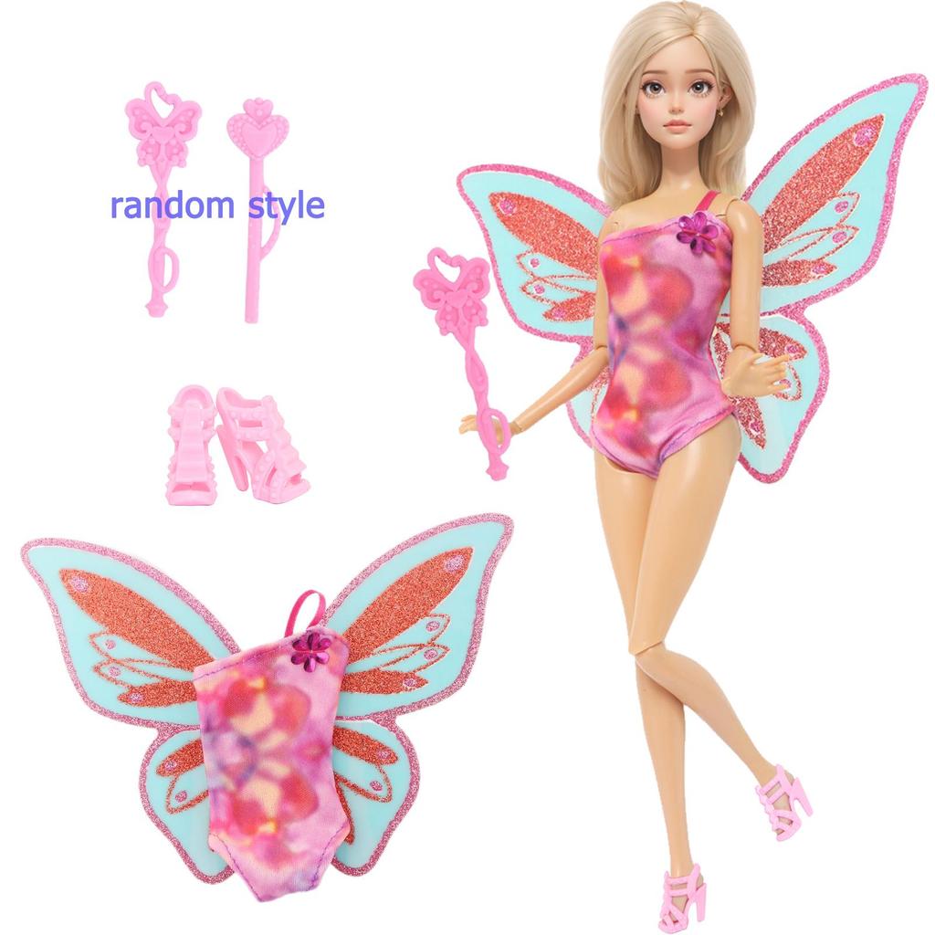 Fashion Doll Dress and Accessories for 30cm Doll 11.5'' Girl Doll Mini Gown with Cute Crown Handbag Shoes Boots Kids Toy Gift