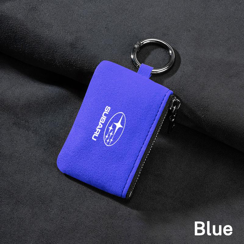 1PC Suede Car Key Bag Wallet TUJRYI Keychain Card Storage Pouch For Subaru Legacy Forester XV Outback WRX Tribeca BRZ Exiga Accessories