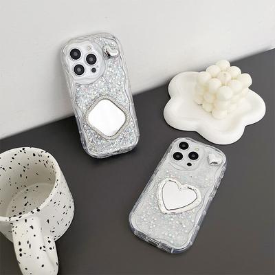 Sparkling Glitter Phone Case for IPhone 17 Promax Love Mirror for Apple 14 Silicone All Inclusive Anti Fall 16