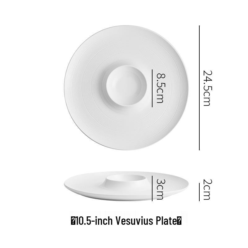 

Тарелка инфлюенсера японского ресторана: Белая концептуальная тарелка для холодных блюд, крем-супа и французского стейка