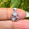 925 Sterling Silver Cz FLOWER FLORAL Charm Pendant, High Polish, Simple Design Elegant, Minimal Minimalistic Jewelry, Charm Pendant, 1.26 Gm