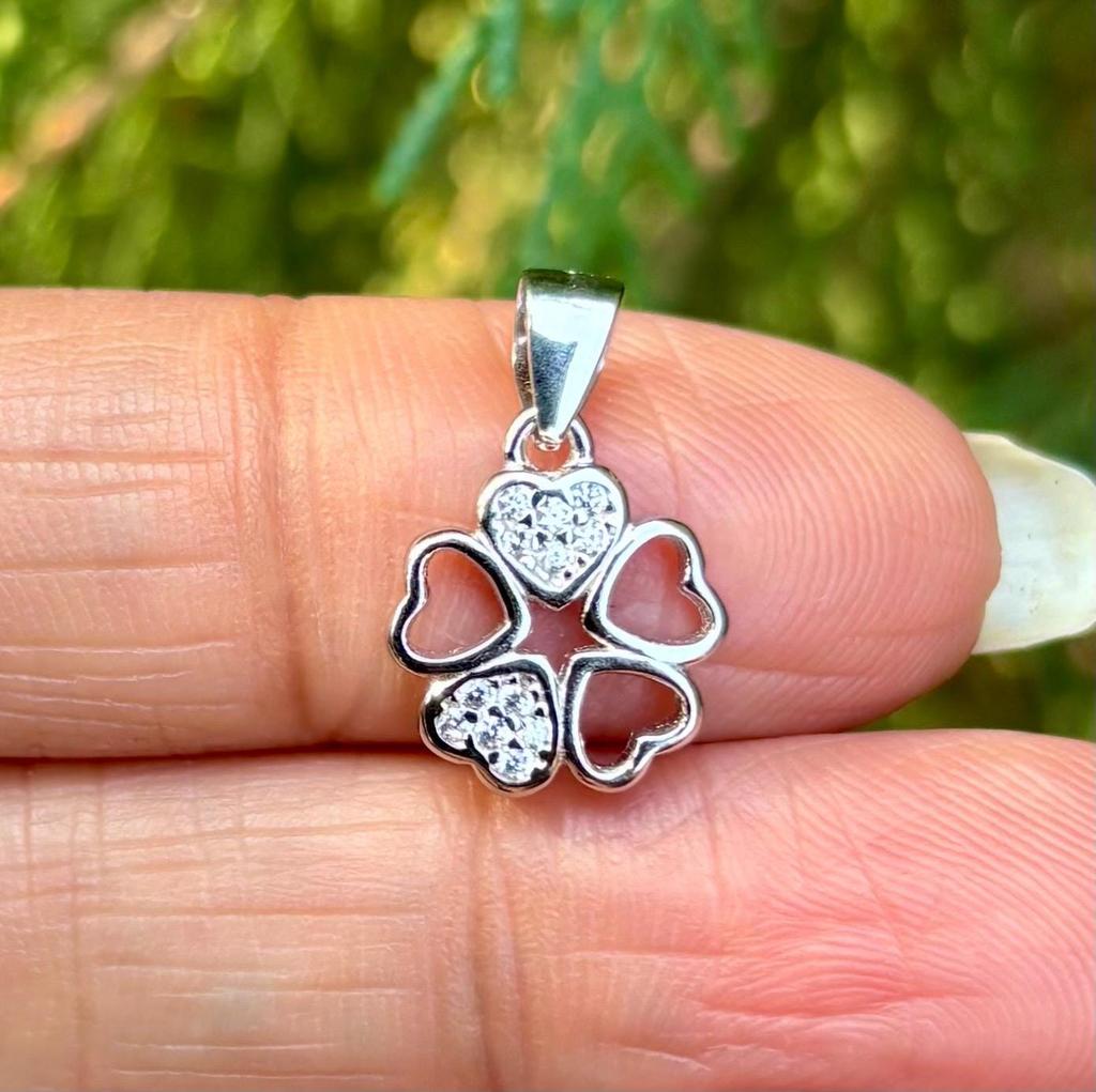 925 Sterling Silver Cz FLOWER FLORAL Charm Pendant, High Polish, Simple Design Elegant, Minimal Minimalistic Jewelry, Charm Pendant, 1.26 Gm