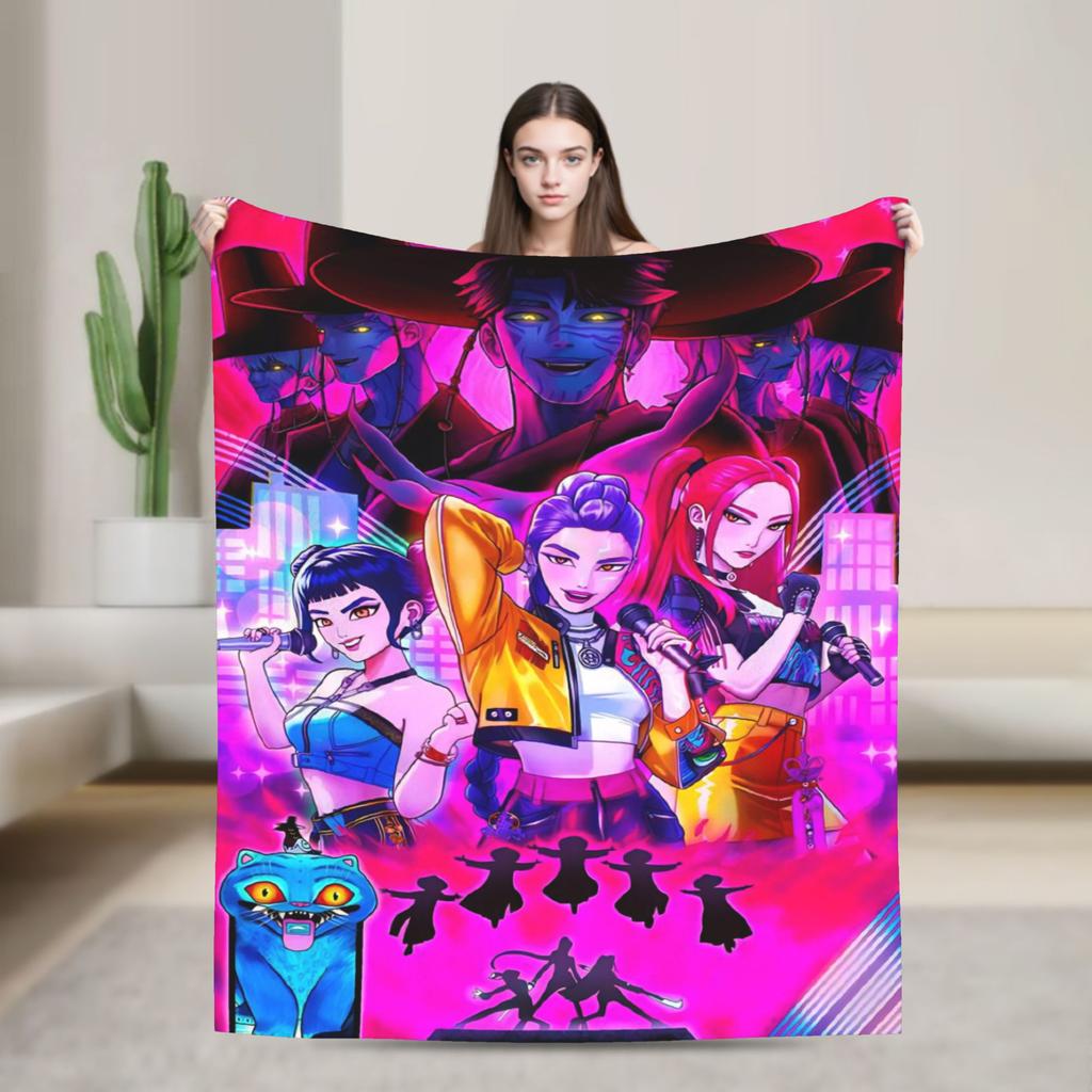 K-KPop Demons Hunters Blanket  Soft Fluffy Plush Throw Blanket For Children Living Room Flannel Bedspread Bed Cover