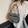 Vintage Denim Crossbody Bag Multi-Pocket Women's Shoulder Bag