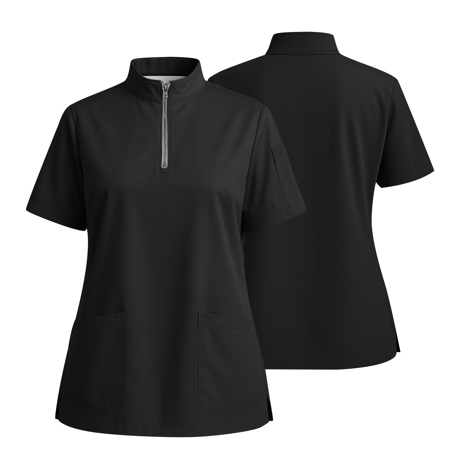 

Женская футболка с коротким рукавом, однотонная, с V-образным вырезом, на пуговицах сбоку, с разрезом XL чёрный