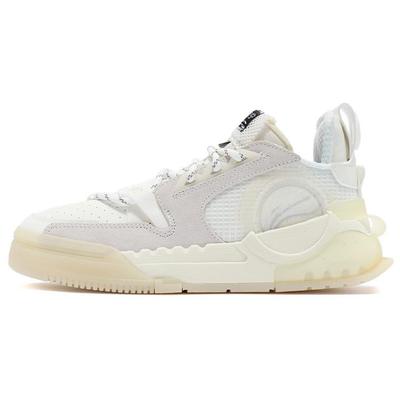 Li Ning Textile d'Éveil, Cuir Synthétique Résistant à l'Abrasion Respirant Basse Tige Chaussures de Skateboard Femme Blanc AGCR232-7