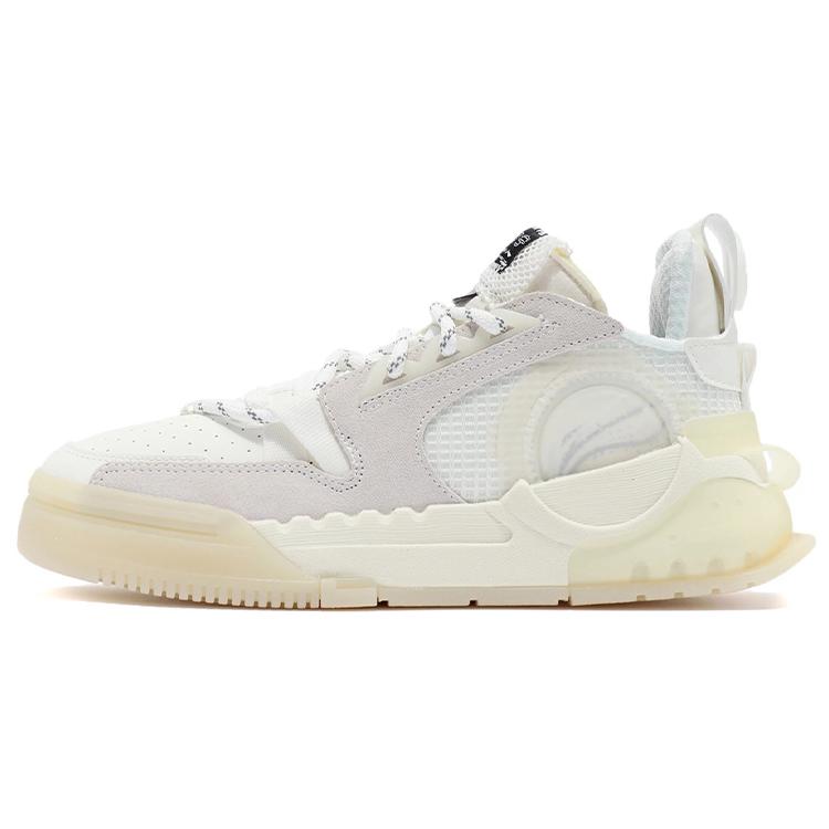 Li Ning Enlightenment Textile, Synthetic Leather Abrasion Resistant Breathable Low top Skateboard Shoes Women's White AGCR232-7