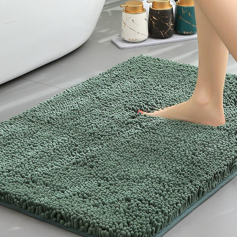 Chenille Bathroom Absorbent Floor Mat Stain-Resistant Bathroom Non-Slip Foot Mat Toilet Door Mat Bedroom Bedside Long Strip Carpet 40x60cm
