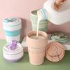 1 Pcs 500ml Portable Folding Coffee Cups For Travel Reusable Silicone Collapsible Cups With Lid Outdoors Camping