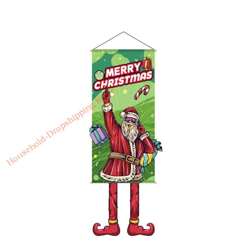 85AD Tecido de Fundo com Estampa de Desenho Animado de Natal Pôster para Pendurar Decoração Criativa para Festa em Casa