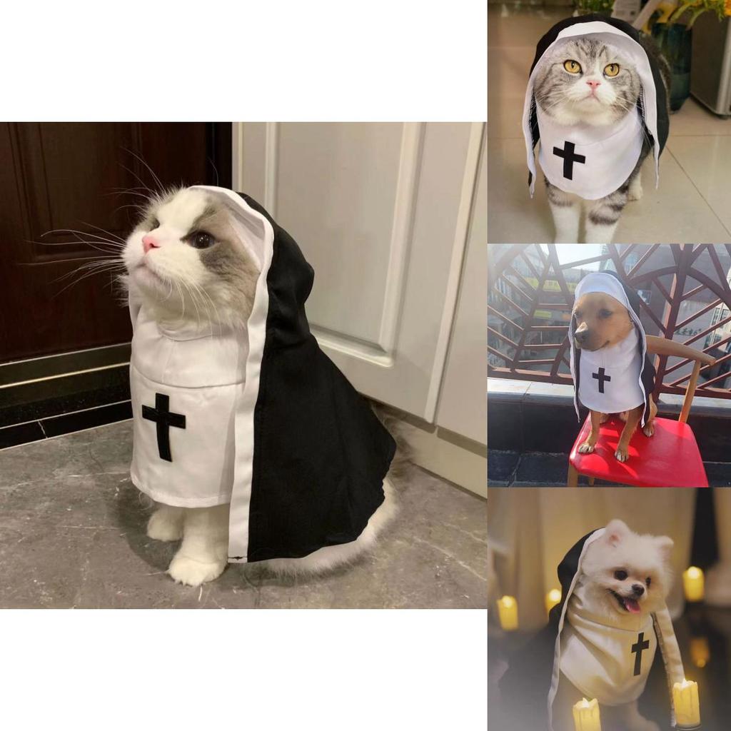 Nun Style Pet Costume Breathing Material Fun Photo Prop For Small And Medium Pets