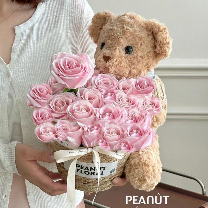 Birthday Soap Flower Bear Bouquet: Teddy Bear Hug Gift for Girlfriend or Best Friend