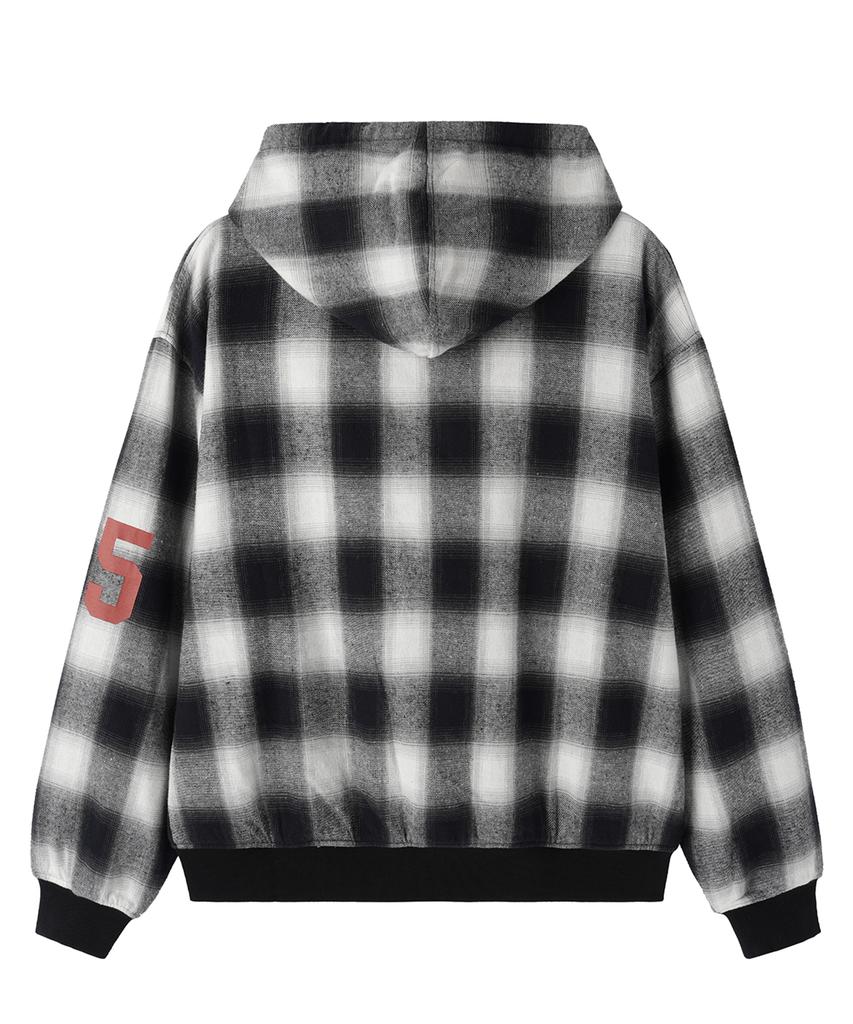 OPENYARD(OY) Reversible Check Hooded Jacket - Black