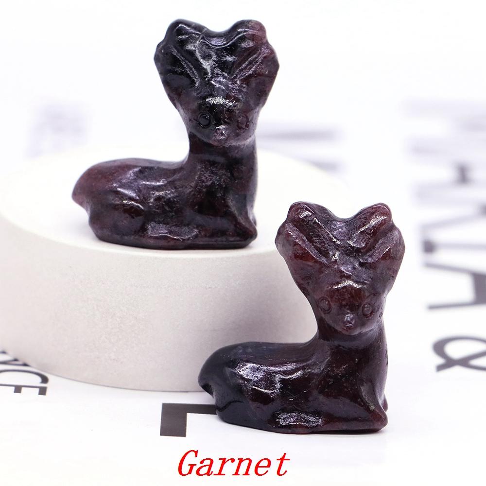 Deer Statue Natural Stone Carved Crystal Reiki Healing Animal Figurines Gemstone Crafts Home Gem Decoration Gifts  1.2"