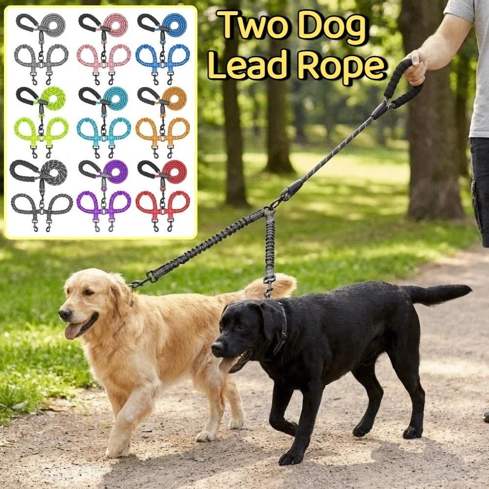 Stretchable Double Head Dog Rope Nylon Elastic Traction Rope Double Headed Leash  Small Dogs