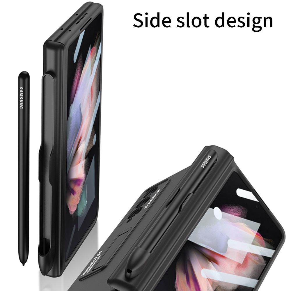 Suitable for Samsung Fold3 Mobile Phone Case Folding Screen Full inclusive Anti Fall W22 Creative Hinge Magnetic Pen Slot Central Shaft Protection
