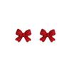 Christmas Red Bow Stud Earrings for Women - Japanese Korean Sweet Girlish Style New Year Accessories