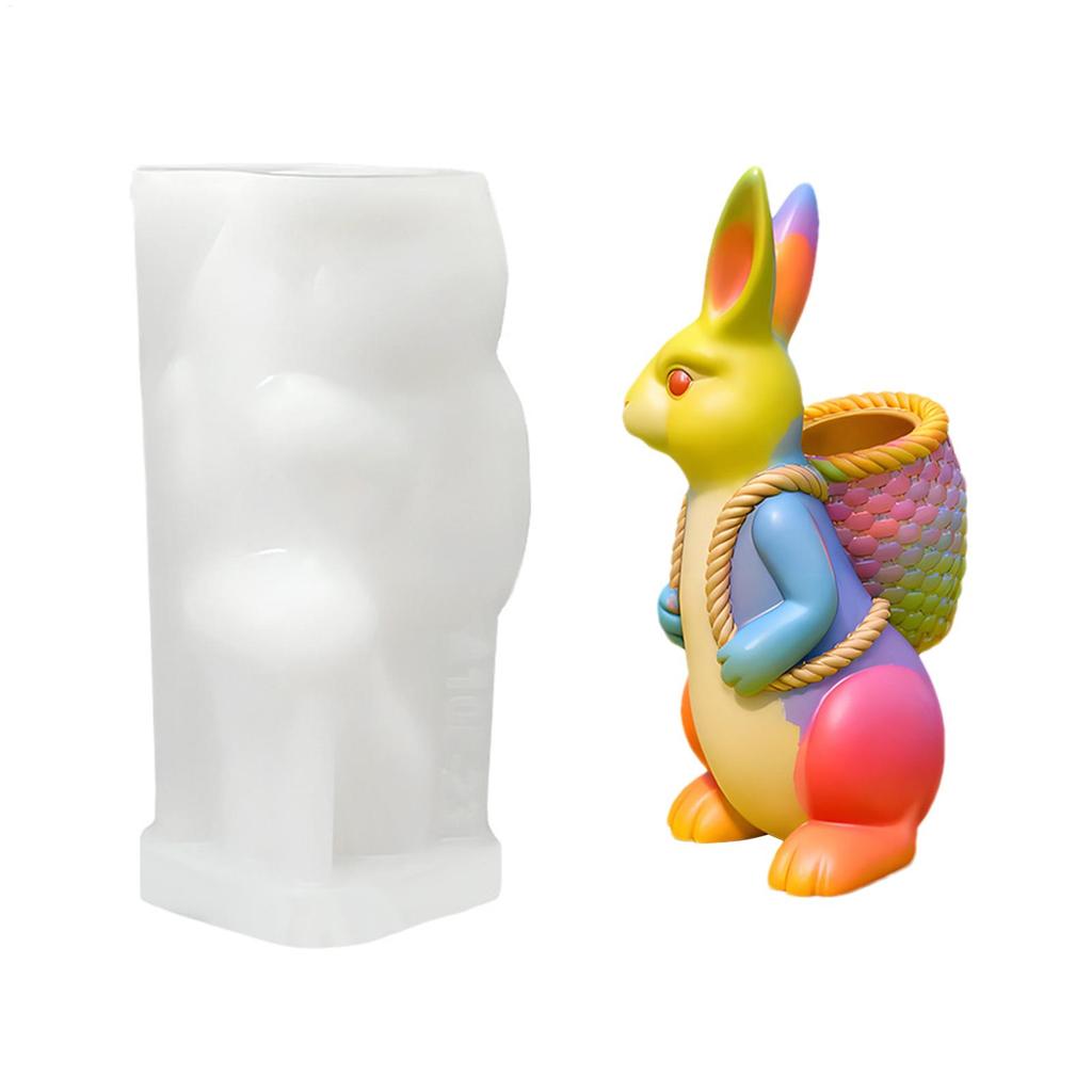 Silicone Bunny Mold 3D Silicone Easter Casting Supplies Home Decor Concrete Molds for Cement Plaster Party Planners Art Teachers