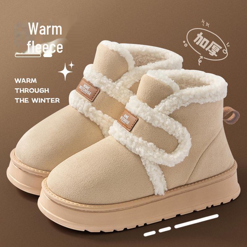 

Женские зимние ботинки средней высоты 2024 года: Теплая, толстая бархатная, нескользящая, морозостойкая, хлопковая обувь для улицы Size 40-41