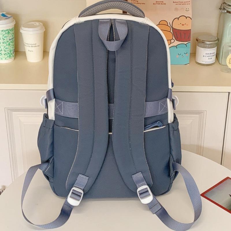 High Value College Style Sweet Contrasting Color Splicing Backpack High School Students Large Capacity Backpack