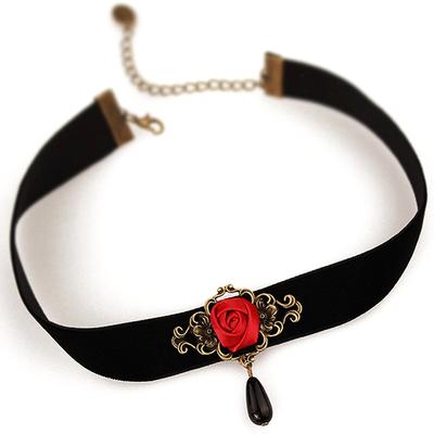 1Pc Elegant Rose Choker Necklace For Women Accessories Gothic Party Jewelry