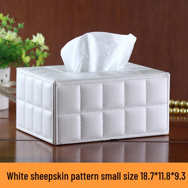 Eco-friendly Black Plaid Leather Tissue Box for Home and Hotel