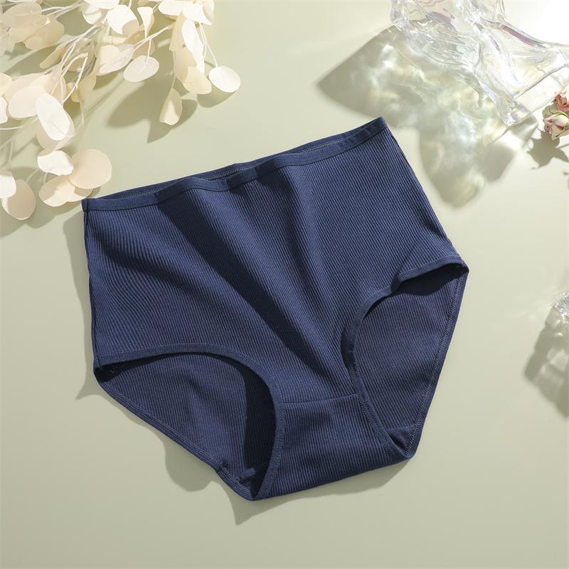 FINETOO Cotton Plus size Underwear Women's Striped High Waist Panties Sexy Elastic belt Breathable Brief 14 Colors Soft Lingerie