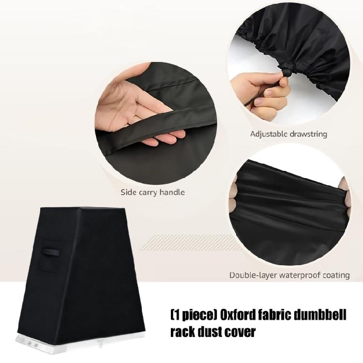 Black Dumbbells Stand Dust Cover for Training Spaces, Slip Over Oxford Fabric Cover That Helps Limit Direct Contacts with Settling Dust