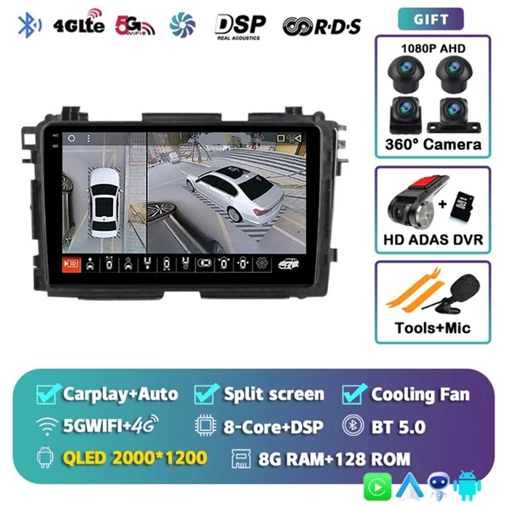 Android 14 Carplay Auto For Honda Vezel HR V HRV XRV 2015 2016 2017 2018 2019 2020 Multimedia Stereo Player GPS Navigation Wifi