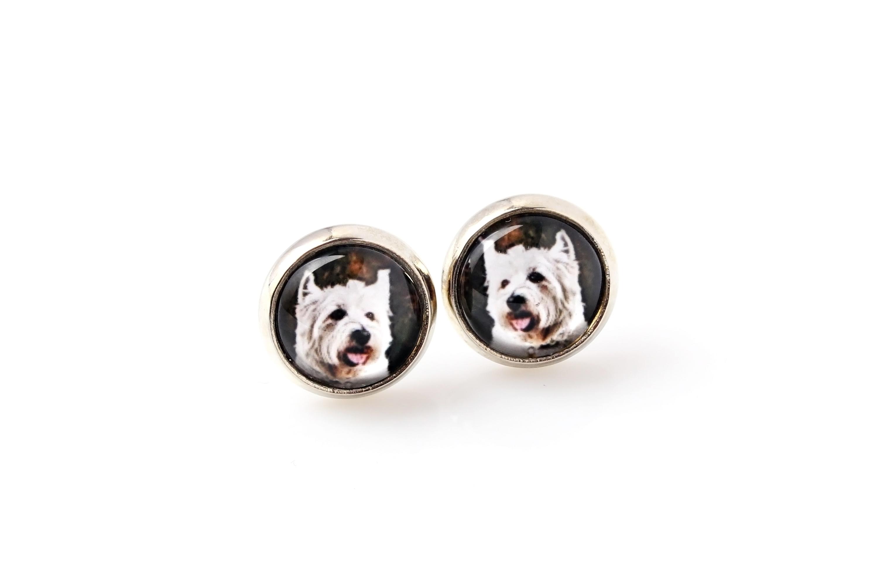 

West Highland White Terrier, Westie, Westy - earrings your photo handmade, own photo, jewelry from the Art.-Dog brand срібний
