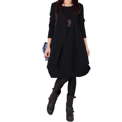 Tunika Lång Lång Rund Enfärgad Kokong Lös Elegant och Perfekt för Vardag och Vinter [7-livehouse] Klänning för Kvinnor, Höst/Vinter, Ärmar, Fluffig,