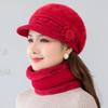 1Pc Winter The Elderly Hat Female Mother Thermal Hat Fleece Thickened Knitted Wool Hat Scarf