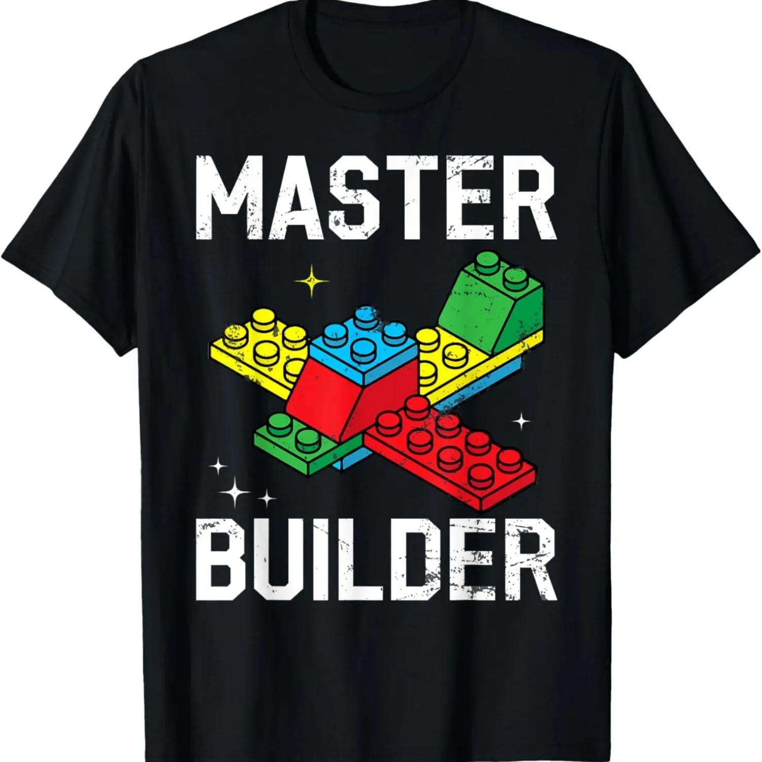 Master Builder Kids Building Blocks Brick Toy For Boys & Men T-Shirt S чёрный