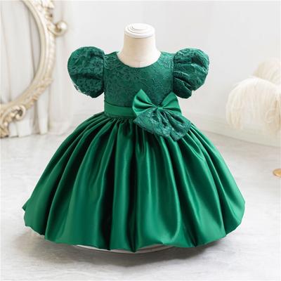 Weekend Gowns Children's Princess Dresses Poncho Gowns Satin Bow Bubble Sleeve Dresses