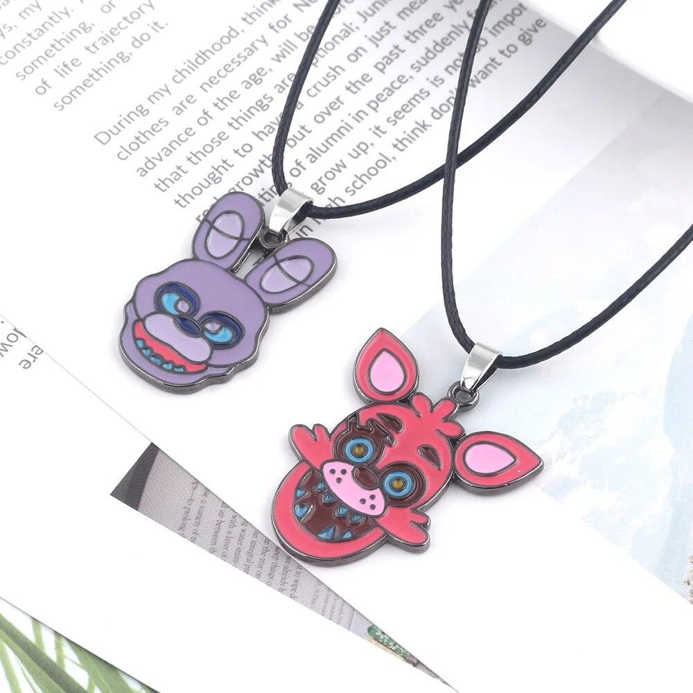 Anime Game FNAF Freddy Necklace Foxy Bonnie Animal Doll Figures Pendant Necklace Jewelry Accessories Kids Gift
