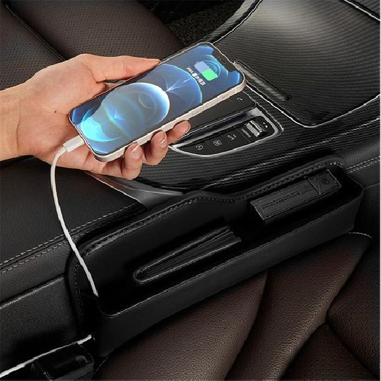 Car Center Console Side Seat Filler Organizer Storage Box Black Auto Accessories