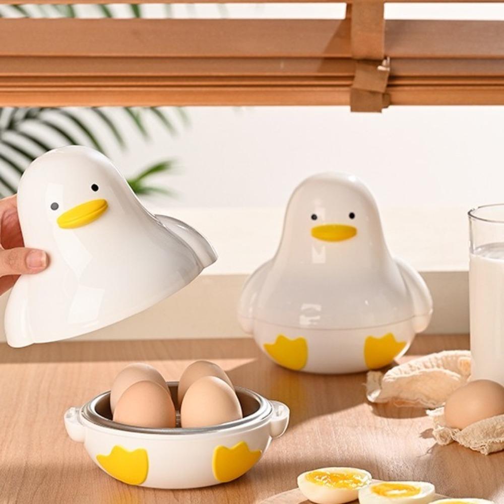 Cute Duckling Food Grade Steamer Plastic Steamer Box Durable Microwave Egg Steamer  Microwave