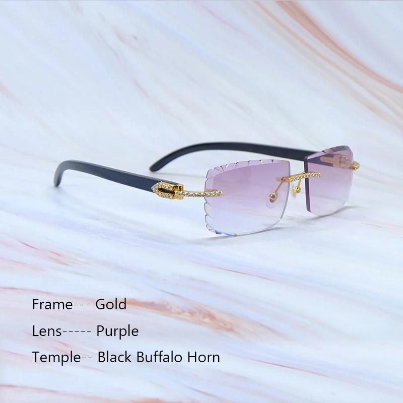 Buzlu Out Güneş Gözlükleri Elmas Kesim Şık Rhinestones Carter Siyah Manda Boynuzu Lüks Gözlük Vintage Güneş Gözlükleri Y2K Dekorasyon