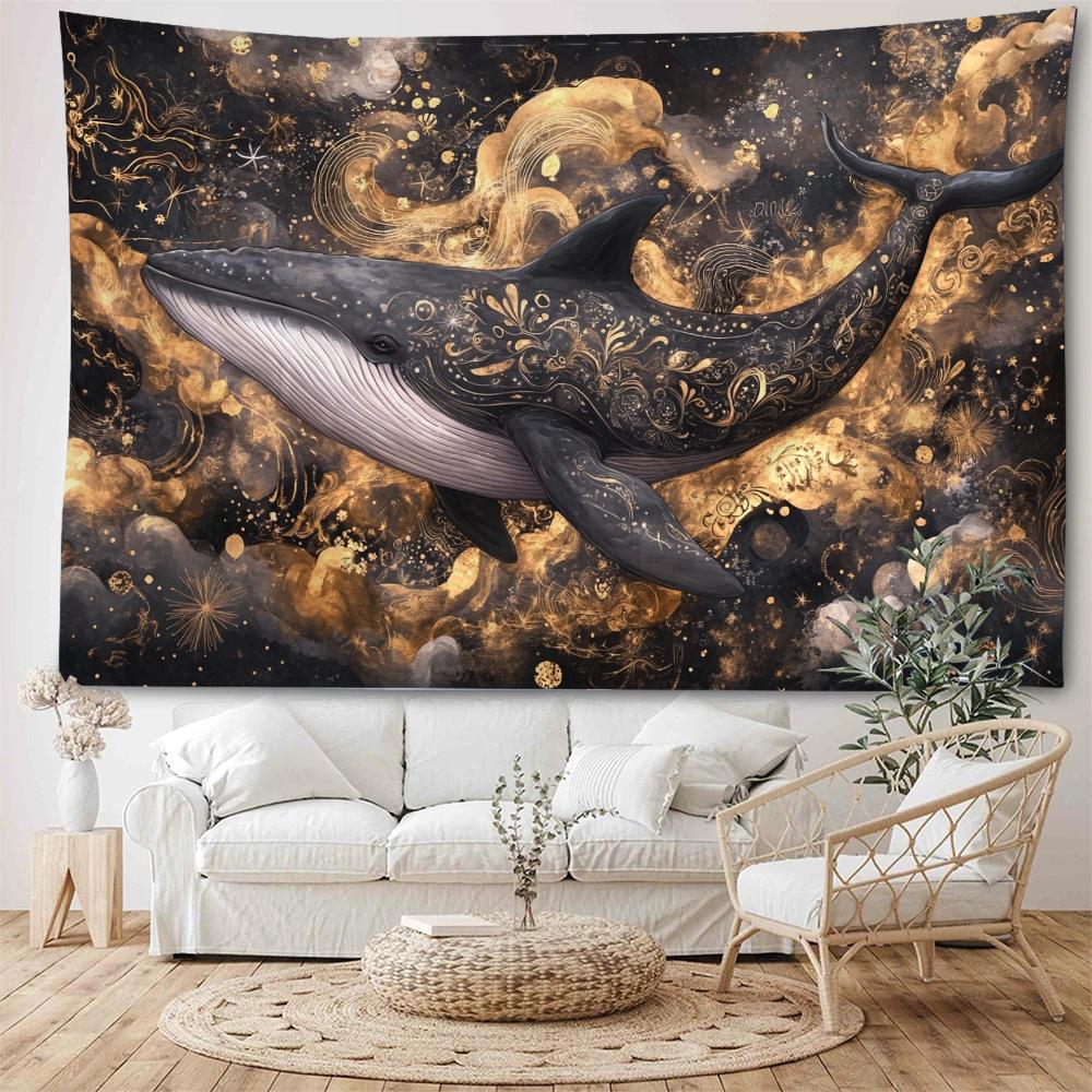 Dreamy Whale Starry Sky Colorful Whale Dolphin Decorative Tapestry Bohemian Hippie Wall Decorative Tapestry