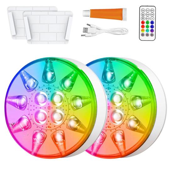 

Комплект светодиодных светильников для бассейна с функцией таймера и дистанционным управлением, водонепроницаемость IP68 16 2pcs-B