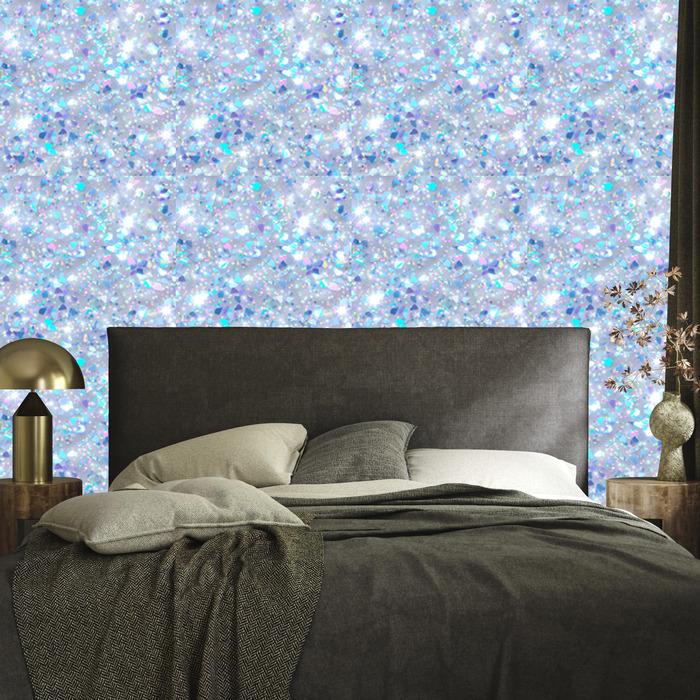 Iridescent glitter wallpaper azure, blue, celadon and white 50x1000