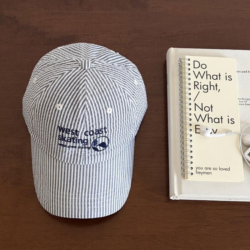 1pc Striped Embroidered Baseball Cap for Women,outdoor Leisure Korean Style Fresh and Cute Sunshade Cap,suitable for Daily Wear
