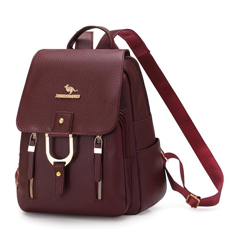 

Faux Leather Backpack Women s Fashion Travel Backpack Student Schoolbag червоний