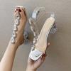Transparent High Heels Women's Summer 2025 New Fashion Thick Heel with Super Fairy Sandals Crystal and Rhinestone Fairy Shoes